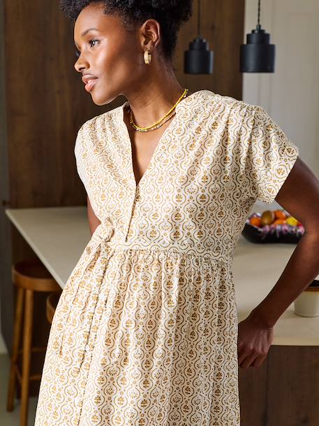 Robe longue boutonnée grossesse coton bio écru 3 - vertbaudet enfant 