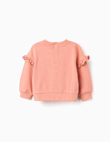 Sweat en coton à volants et broderie Orange clair 2 - vertbaudet enfant 