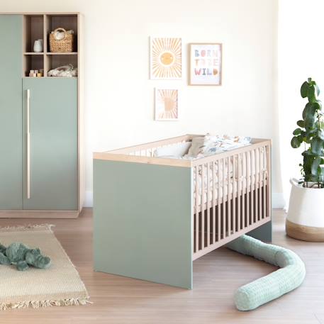 Lit bébé évolutif selva Vert sauge - noyer de virginie 1 - vertbaudet enfant 