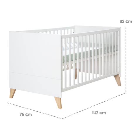 Lit bébé évolutif leon Blanc - chêne othello 4 - vertbaudet enfant 