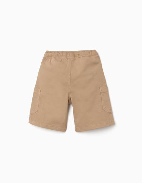 Short cargo en sergé avec cordon de serrage Beige+Vert foncé 2 - vertbaudet enfant 