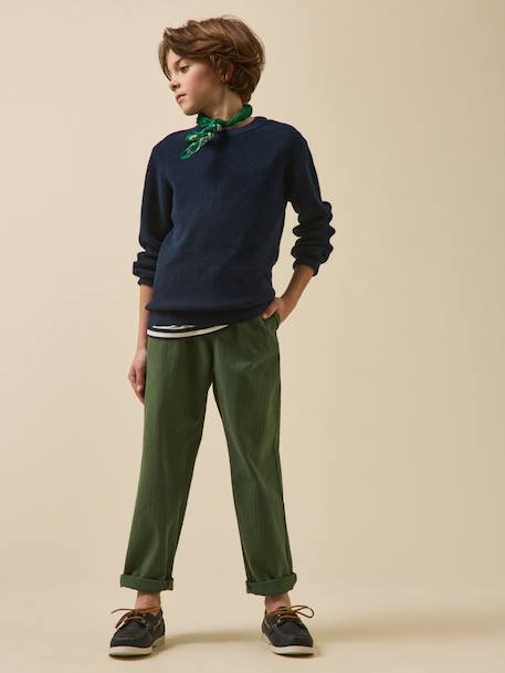 Pantalon chevrons garçon Denim bleu+Vert 7 - vertbaudet enfant 