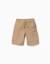 Short cargo en sergé avec cordon de serrage Beige+Vert foncé 1 - vertbaudet enfant 