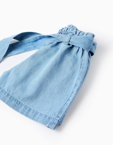 Short en jean avec taille paperbag et ceinture Bleu 4 - vertbaudet enfant 