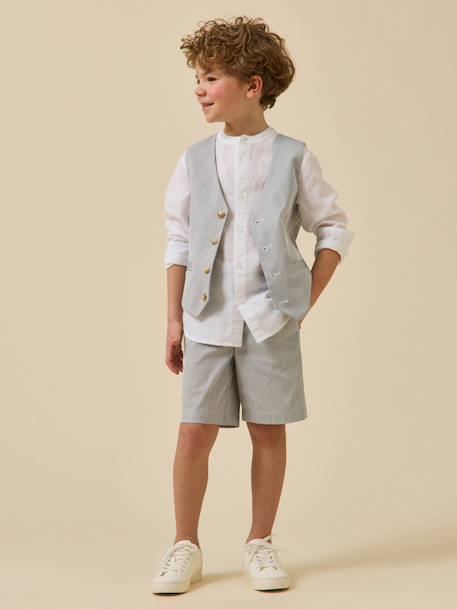 Bermuda rayé garçon - collection fêtes et mariages Rayure bleu grise 5 - vertbaudet enfant 
