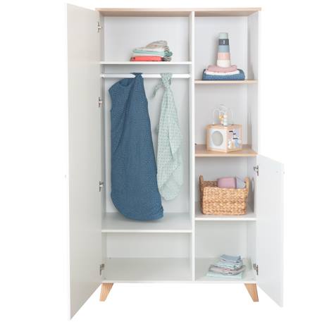 Chambre bébé complète - lit évolutif + commode à langer et armoire leon Blanc - chêne othello 4 - vertbaudet enfant 