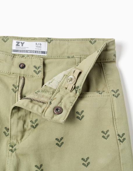 Pantalon large en sergé à motif floral Vert foncé 3 - vertbaudet enfant 