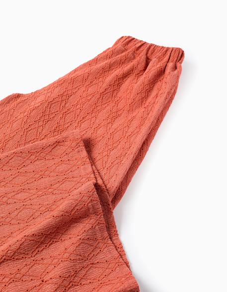 Pantalon à jambe large en broderie anglaise Orange 3 - vertbaudet enfant 