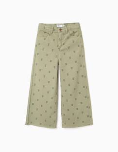 -Pantalon large en sergé à motif floral