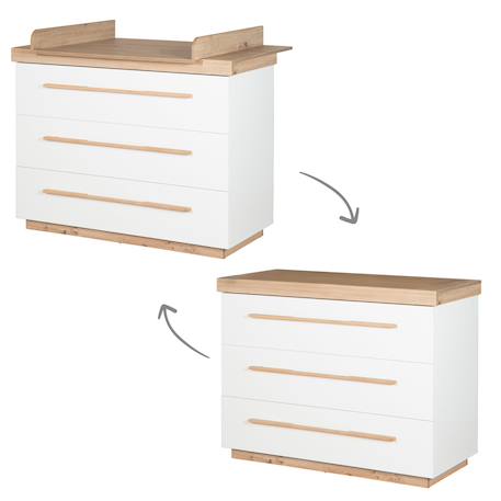 Commode évolutive avec extension à langer amovible lumo Blanc - chêne artisan 3 - vertbaudet enfant 