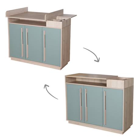 Chambre bébé évolutive - lit + commode à langer selva Vert sauge - noyer de virginie 3 - vertbaudet enfant 
