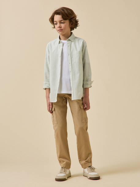 Chemise rayée oxford garçon Rayure bleue+Rayure rouge+Rayure verte 13 - vertbaudet enfant 
