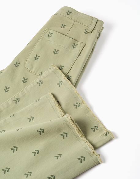 Pantalon large en sergé à motif floral Vert foncé 4 - vertbaudet enfant 