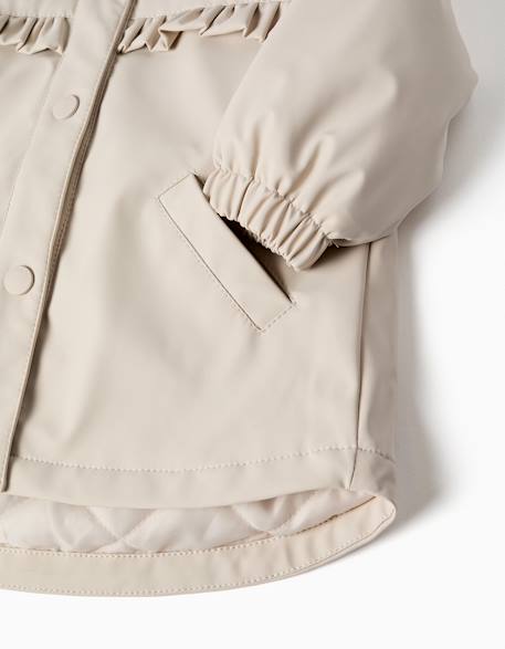Parka rembourrée à capuche et volants Gris clair 4 - vertbaudet enfant 