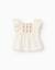 Blouse à manches volantées et broderie Beige 1 - vertbaudet enfant 