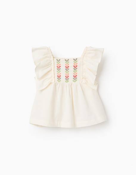 Bébé-Blouse à manches volantées et broderie