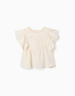 T-shirt en coton à manches volantées  - vertbaudet enfant