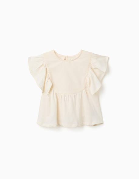 Fille-T-shirt en coton à manches volantées