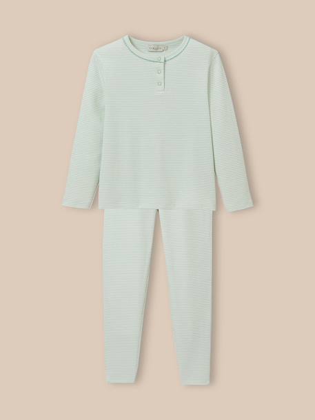 Pyjama en côtes fille rayé Rayure amande 1 - vertbaudet enfant 