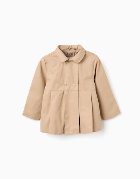 Parka à plis et capuche amovible Beige clair 2 - vertbaudet enfant 