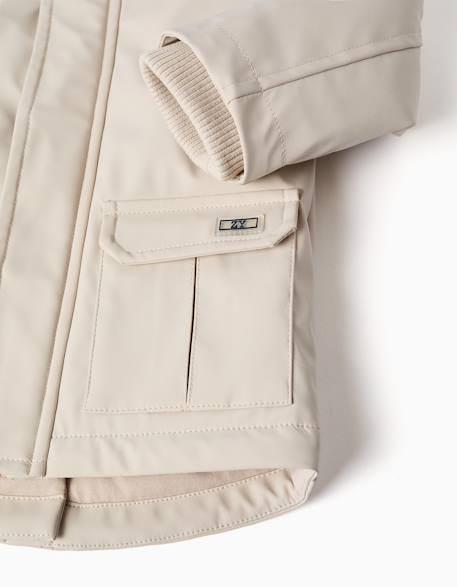 Parka en caoutchouc rembourrée à capuche Gris clair 4 - vertbaudet enfant 