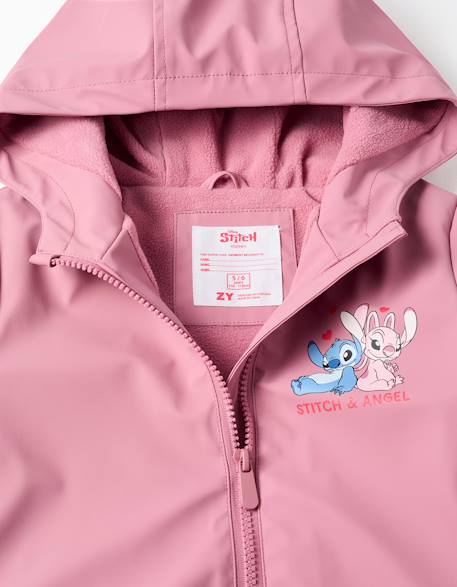 Parka en caoutchouc à capuche et imprimé stitch Rose foncé 3 - vertbaudet enfant 