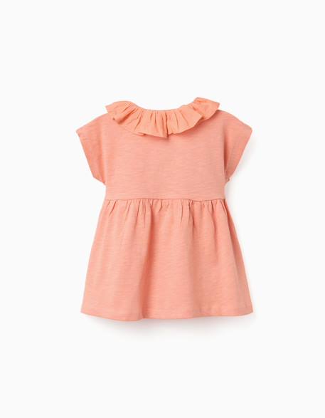 T-shirt en coton à col volanté Beige clair+Orange clair 5 - vertbaudet enfant 