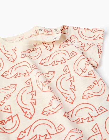 T-shirt en coton à motif caméléon Beige clair 3 - vertbaudet enfant 