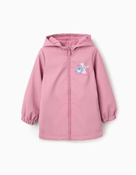Parka en caoutchouc à capuche et imprimé stitch Rose foncé 2 - vertbaudet enfant 