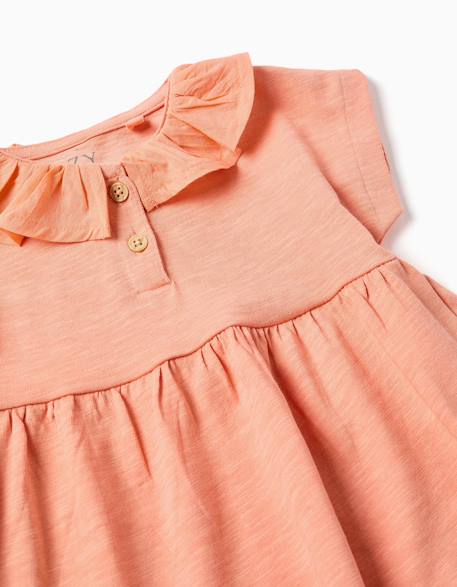 T-shirt en coton à col volanté Beige clair+Orange clair 6 - vertbaudet enfant 