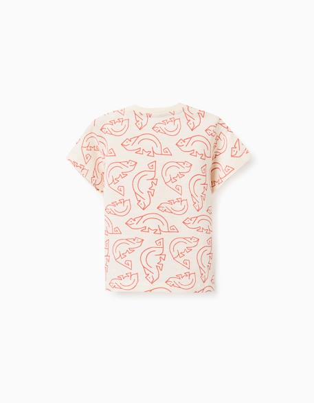 T-shirt en coton à motif caméléon Beige clair 2 - vertbaudet enfant 