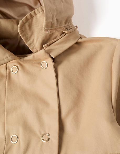 Parka à plis et capuche amovible Beige clair 5 - vertbaudet enfant 