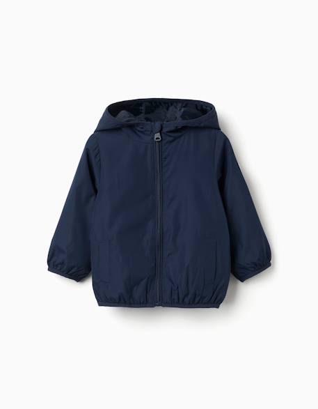 Coupe-vent avec capuche et poches Bleu foncé 1 - vertbaudet enfant 