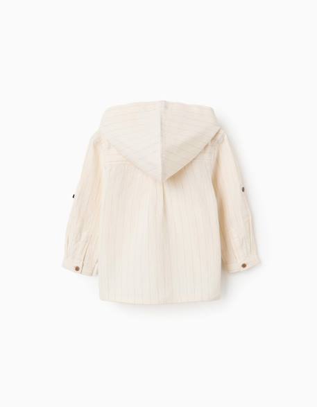 Chemise en lin à rayures et capuche Beige 2 - vertbaudet enfant 