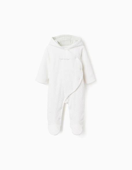 Bébé-Grenouillère en velours rembourrée avec capuche