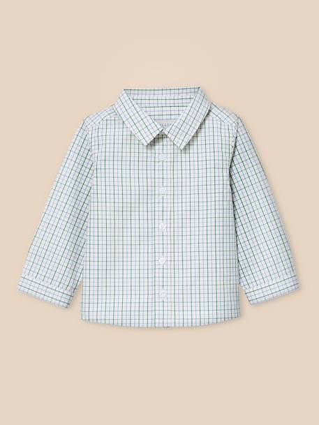 Chemise à carreaux tattersall bébé Carreaux bleu/vert 1 - vertbaudet enfant 