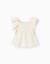 Blouse à manches volantées et broderie Beige 2 - vertbaudet enfant 