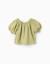 Blouse en coton avec broderie anglaise et manches ballon Vert clair 1 - vertbaudet enfant 