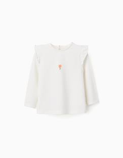 -T-shirt en coton à manches longues et fleur en relief