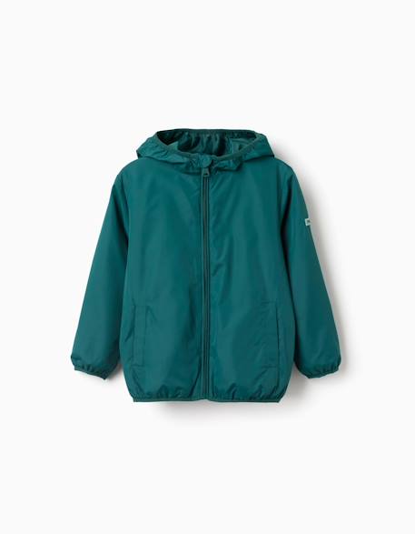 Coupe-vent à capuche et poches Vert foncé 1 - vertbaudet enfant 
