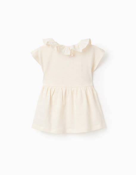 T-shirt en coton à col volanté Beige clair+Orange clair 2 - vertbaudet enfant 