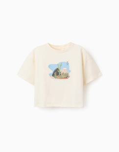 -T-shirt en coton oversize à imprimé et volants