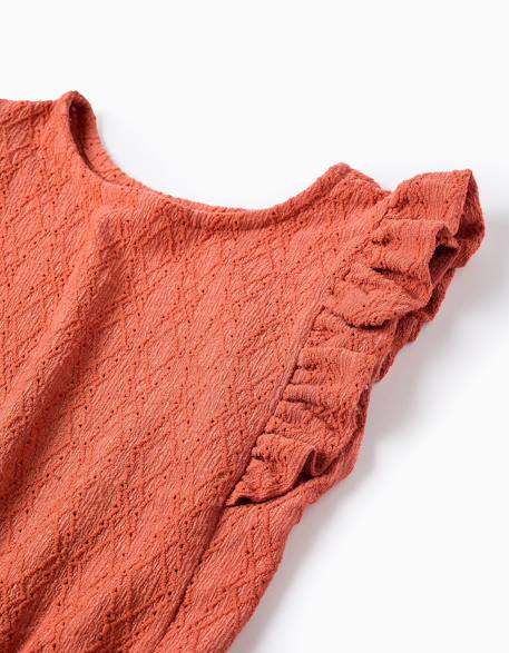 Blouse sans manches à broderie anglaise et volants Orange 3 - vertbaudet enfant 