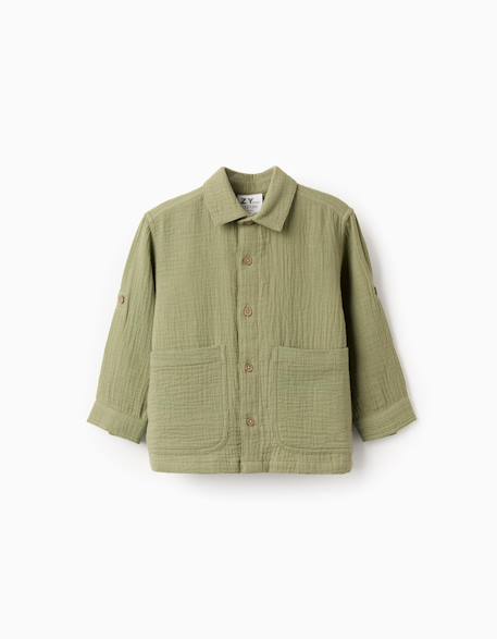 Bébé-Chemise en gaze de coton à manches longues