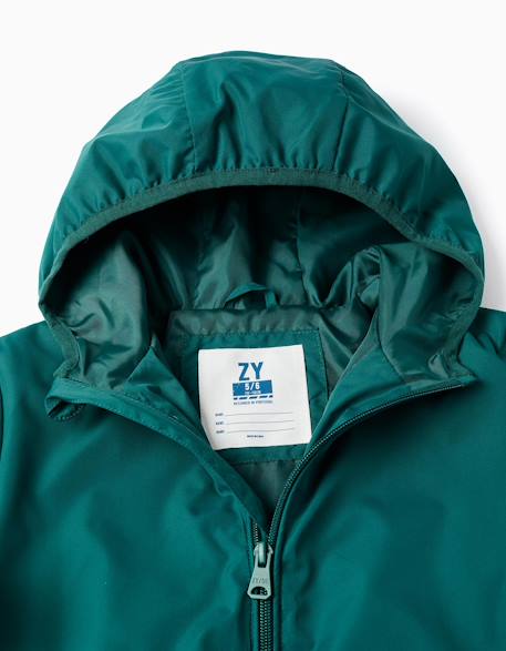 Coupe-vent à capuche et poches Vert foncé 3 - vertbaudet enfant 