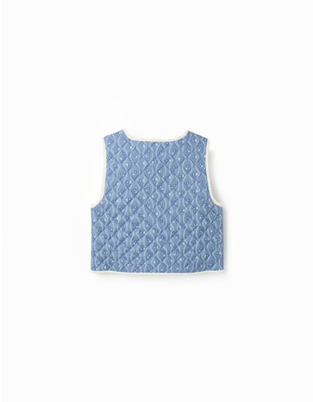Gilet matelassé en coton à motif floral Bleu 4 - vertbaudet enfant 