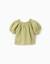 Blouse en coton avec broderie anglaise et manches ballon Vert clair 2 - vertbaudet enfant 