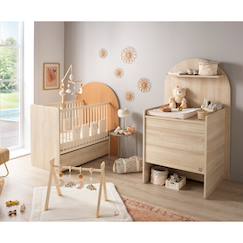 Chambre et rangement-Pack chambre bébé évolutif – lit bébé 120x60 transformable en 90x190 + commode à langer évolutive en bureau - arche