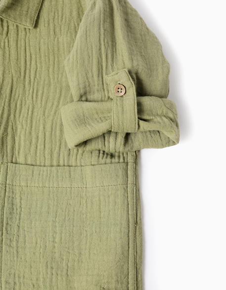 Chemise en gaze de coton à manches longues Vert foncé 4 - vertbaudet enfant 