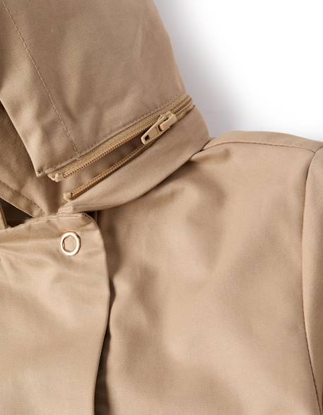 Parka à plis et capuche amovible Beige clair 3 - vertbaudet enfant 